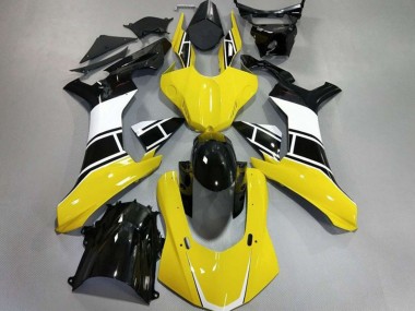 2015-2019 Gloss Yellow White and Black Yamaha R1 Motorcycle Fairings