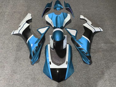 2015-2019 Light Blue & Carbon Fiber Accents Yamaha R1 Motorcycle Fairings