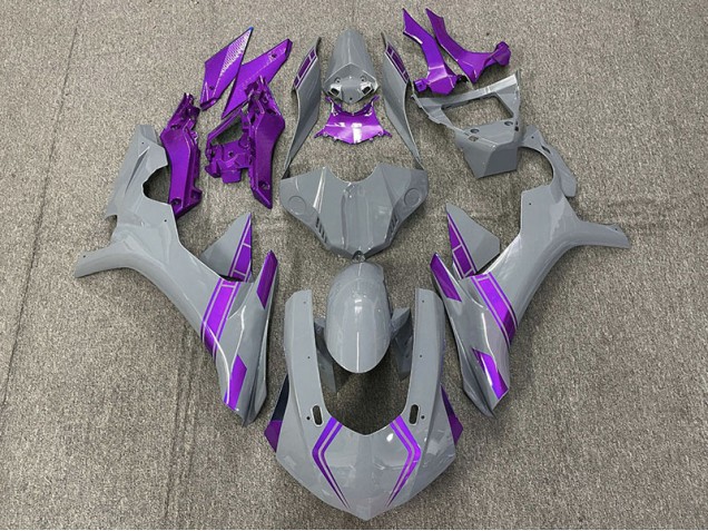 2015-2019 Nardo Gray & Purple Accents Yamaha R1 Motorcycle Fairings
