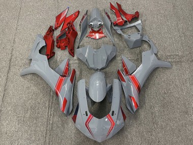 2015-2019 Nardo Gray & Red Accents Yamaha R1 Motorcycle Fairings
