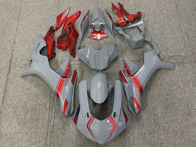 2015-2019 Nardo Gray & Red Accents Yamaha R1 Motorcycle Fairings 2015-2019 Nardo Gray & Red Accents Yamaha R1 Motorcycle Fairings