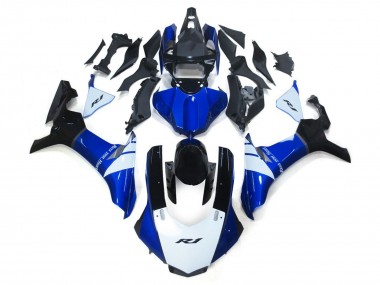2015-2019 White and Blue Yamaha R1 Motorcycle Fairings