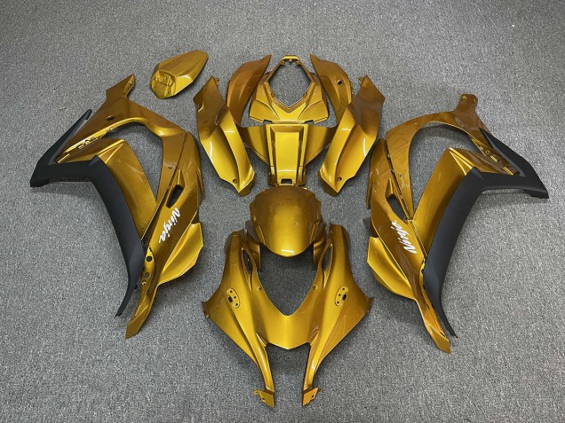 2016-2019 Gold with Ninja White Kawasaki ZX10R Motorcycle Fairings 2016-2019 Gold with Ninja White Kawasaki ZX10R Motorcycle Fairings