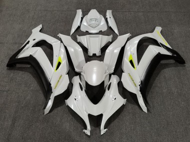 2016-2019 Pearl White & Yellow Kawasaki ZX10R Motorcycle Fairings