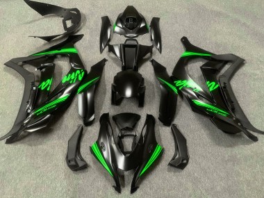 2016-2019 Satin Black & Green Kawasaki ZX10R Motorcycle Fairings