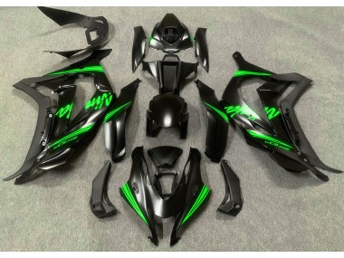 2016-2019 Satin Black & Green Kawasaki ZX10R Motorcycle Fairings