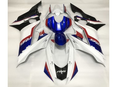 2017-2019 Gloss White and Deep Blue Yamaha R6 Motorcycle Fairings