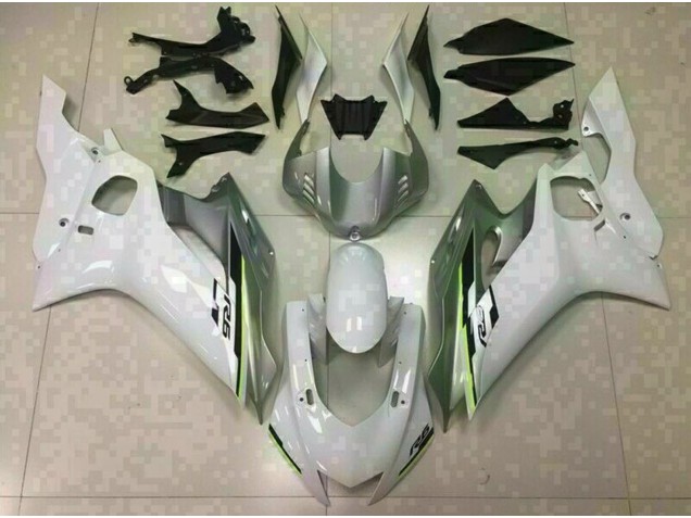 2017-2019 Gloss White and Silver Yamaha R6 Motorcycle Fairings 2017-2019 Gloss White and Silver Yamaha R6 Motorcycle Fairings