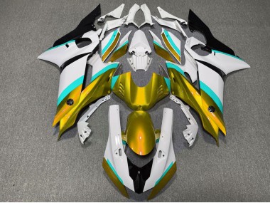 2017-2019 Gold and Light Blue Gloss Yamaha R6 Motorcycle Fairings