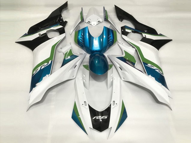 2017-2019 Light Blue and Gloss White Yamaha R6 Motorcycle Fairings 2017-2019 Light Blue and Gloss White Yamaha R6 Motorcycle Fairings