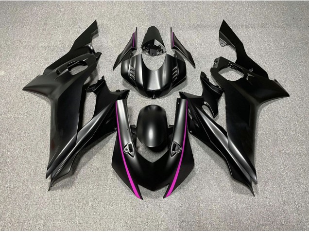2017-2019 Matte Black & Pink Accents Yamaha R6 Motorcycle Fairings 2017-2019 Matte Black & Pink Accents Yamaha R6 Motorcycle Fairings