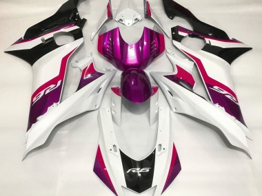 2017-2019 Pink and Gloss White Yamaha R6 Motorcycle Fairings