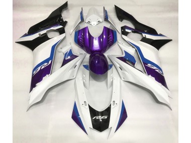 2017-2019 Purple and Gloss White Yamaha R6 Motorcycle Fairings