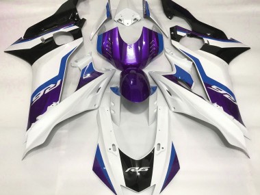 2017-2019 Purple and Gloss White Yamaha R6 Motorcycle Fairings