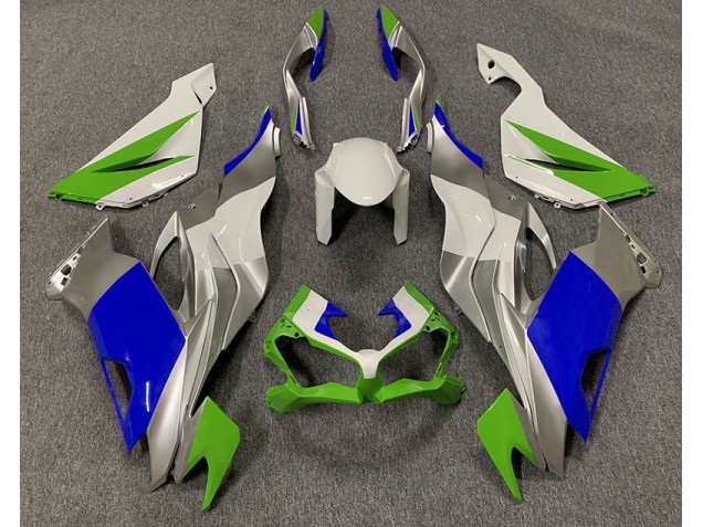 2019-2020 Gloss Green Blue and Silver Kawasaki ZX6R Motorcycle Fairings 2019-2020 Gloss Green Blue and Silver Kawasaki ZX6R Motorcycle Fairings
