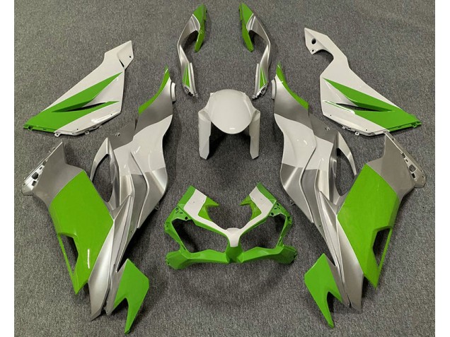 2019-2020 Green White and Silver Kawasaki ZX6R Motorcycle Fairings 2019-2020 Green White and Silver Kawasaki ZX6R Motorcycle Fairings