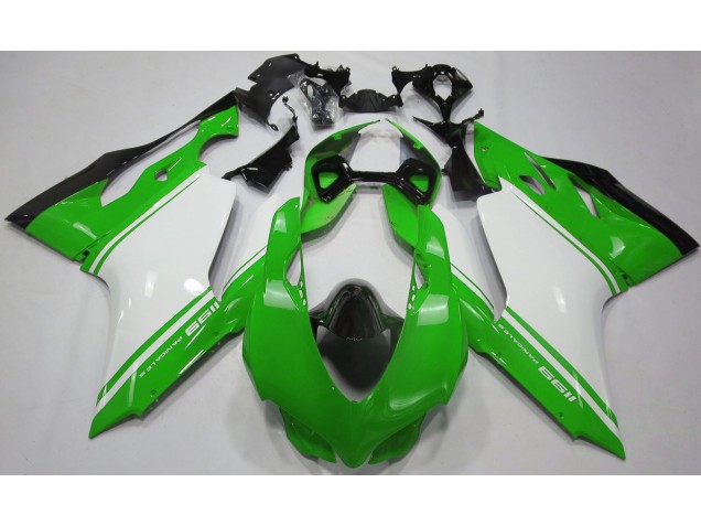 Gloss Green White and Black Ducati 1199 Motorcycle Fairings