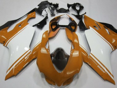 Gloss Orange White and Black Ducati 1199 Motorcycle Fairings