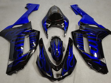 2007-2008 Blue Flame Kawasaki ZX6R Motorcycle Fairings
