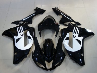2007-2008 Gloss Black & Skull Kawasaki ZX6R Motorcycle Fairings