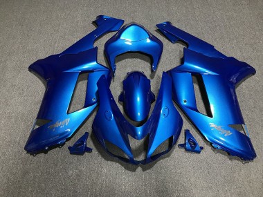 2007-2008 Gloss Blue & Chrome Logos Kawasaki ZX6R Motorcycle Fairings