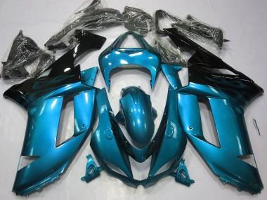2007-2008 Gloss Light Blue & Black Kawasaki ZX6R Motorcycle Fairings