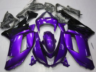 2007-2008 Gloss Purple & Black Kawasaki ZX6R Motorcycle Fairings