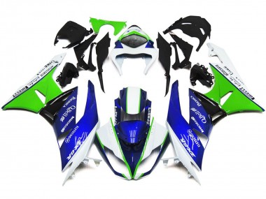 2009-2012 Deep Blue Green and White Kawasaki ZX6R Motorcycle Fairings