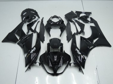 2009-2012 Gloss Total Black Kawasaki ZX6R Motorcycle Fairings
