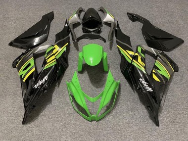2013-2018 Gloss Black & Green Racing Kawasaki ZX6R Motorcycle Fairings