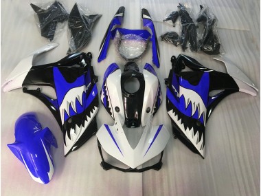 2015-2018 Blue and White Shark Yamaha R3 Motorcycle Fairings